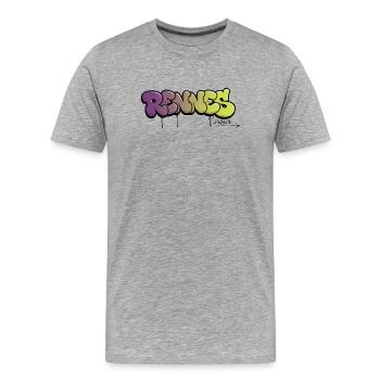 Lettrage graffiti rennais avec dégradé de couleurs - T-shirt bio Premium Homme - gris chiné - Devant - Damien (186cm)