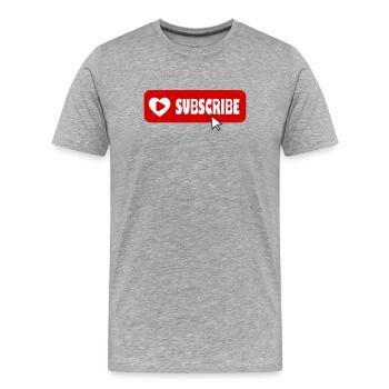 Fabelhaftes Symbol für die Schaltfläche "Abonnieren" des YouTube-Kanals - Männer Premium Bio T-Shirt - Grau meliert - Vorne - Damien (186cm)