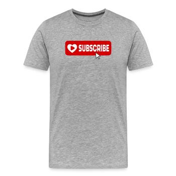 Fabelhaftes Symbol für die Schaltfläche "Abonnieren" des YouTube-Kanals - Männer Premium Bio T-Shirt - Grau meliert - Vorne - Damien (186cm)