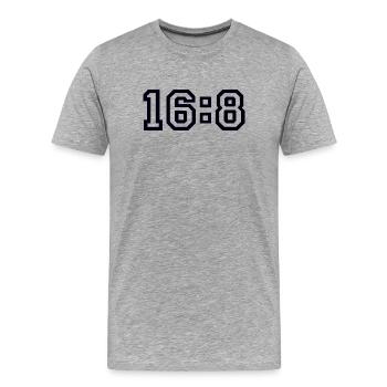 Diet 16 to 8 - Men's Premium Organic T-Shirt - heather grey - Front - Damien (186cm)