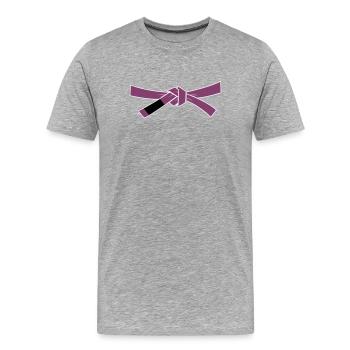 Ceinture violette - Ceinture violette - T-shirt bio Premium Homme - gris chiné - Devant - Damien (186cm)
