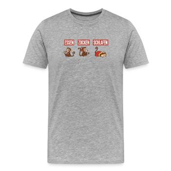 Food Gaming Sleeping Gamer Saying - Men's Premium Organic T-Shirt - heather grey - Front - Damien (186cm)