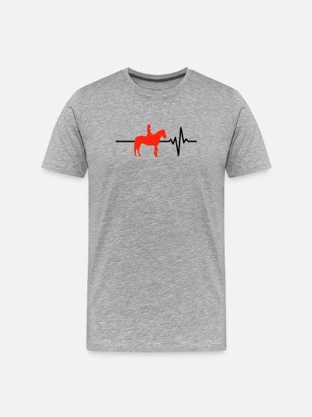 Herzschlag Reiten – Pferd im Blut - Männer Premium Bio T-Shirt - Grau meliert