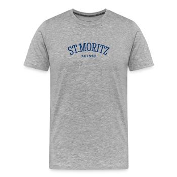 St. Moritz - Suisse - Switzerland - Swiss - T-shirt bio Premium Homme - gris chiné - Devant - Damien (186cm)