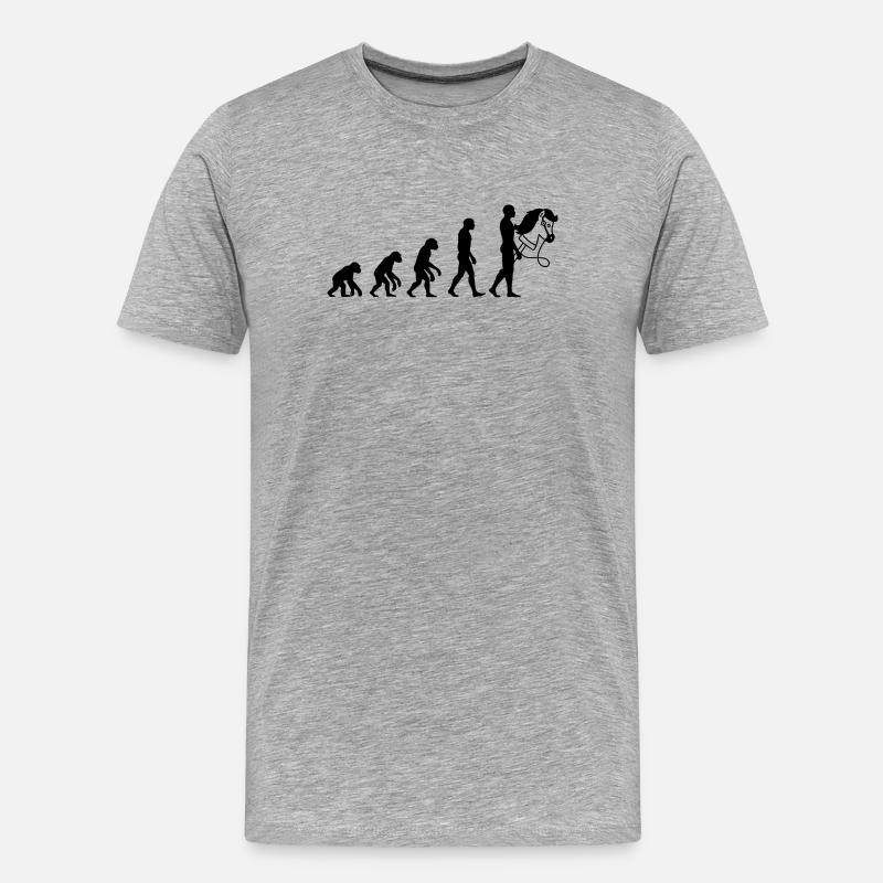 EVOLUTION HOBBYHORSING! STECKENPFERD LIEBE - Männer Premium Bio T-Shirt - Grau meliert