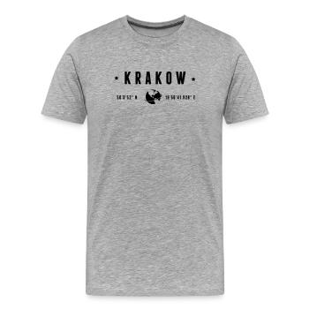 Krakauer GPS-Koordinaten Globe Moderne Typografie - Männer Premium Bio T-Shirt - Grau meliert - Vorne - Damien (186cm)