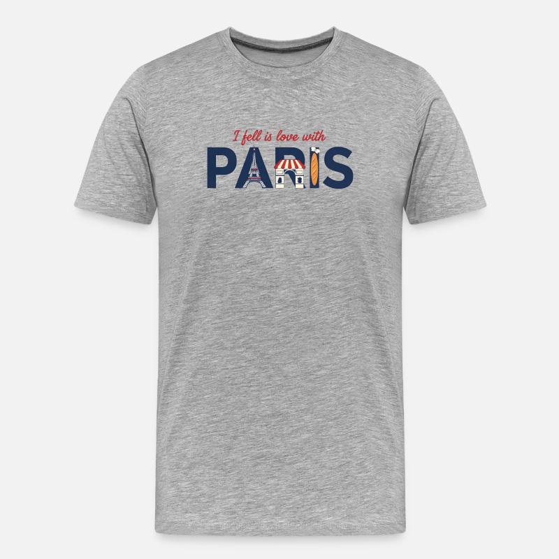 Paris Liebe – Eiffelturm & Baguette Design - Männer Premium Bio T-Shirt - Grau meliert