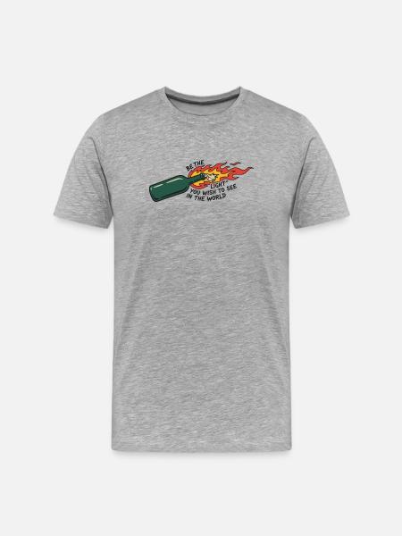 Flaming Bottle Be The Light - Men's Premium Organic T-Shirt - heather grey