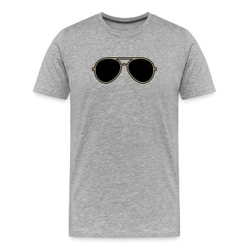 Ikonische goldene und schwarze Fliegerbrille - Männer Premium Bio T-Shirt - Grau meliert - Vorne - Damien (186cm)