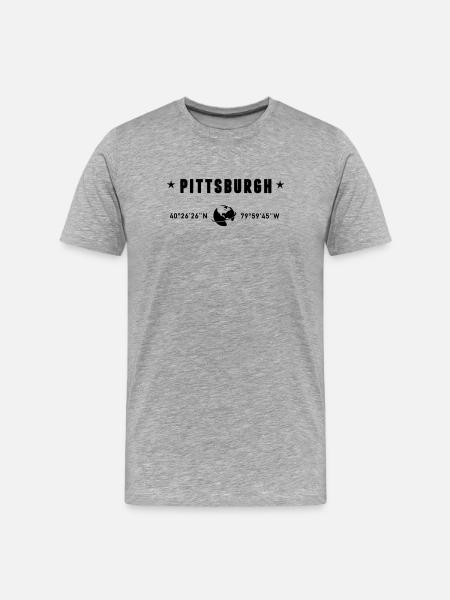 Pittsburgh, Pennsylvania Koordinaten, GPS-Globus - Männer Premium Bio T-Shirt - Grau meliert