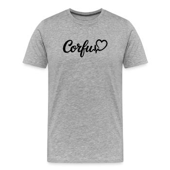 Corfou Heartbeat, Grèce, île de Corfou - T-shirt bio Premium Homme - gris chiné - Devant - Damien (186cm)