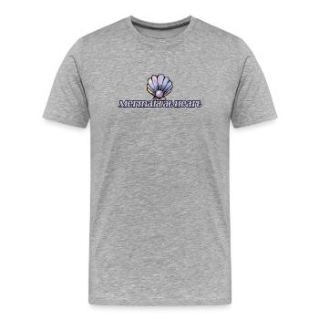 Meerjungfrau im Herzen Muschel-Emblem - Männer Premium Bio T-Shirt - Grau meliert - Vorne - Damien (186cm)