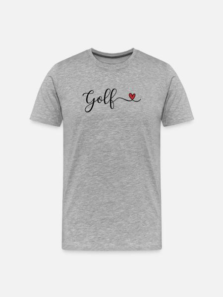 Golf Design mit Herz - Männer Premium Bio T-Shirt - Grau meliert