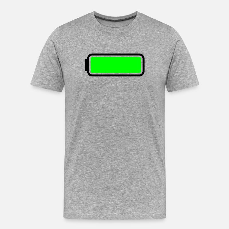 Batterie voll - Männer Premium Bio T-Shirt - Grau meliert