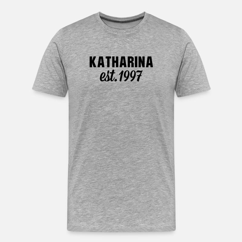 Katharina est 1997 - Männer Premium Bio T-Shirt - Grau meliert