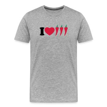 I love chilli - Men's Premium Organic T-Shirt - heather grey - Front - Damien (186cm)