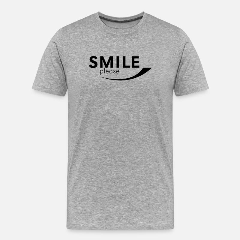 Smile please - Männer Premium Bio T-Shirt - Grau meliert