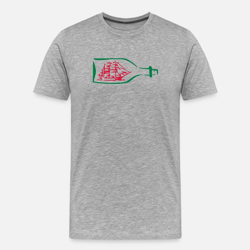 Schiff Flaschenschiff Geschenk - Männer Premium Bio T-Shirt - Grau meliert