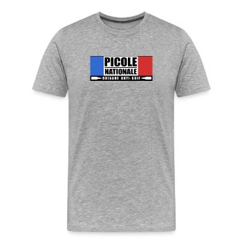 Picole nationale - T-shirt bio Premium Homme - gris chiné - Devant - Damien (186cm)