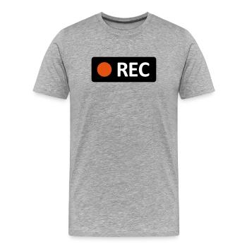 Bouton d’enregistrement REC de la caméra. Enregistrer, live, rec - T-shirt bio Premium Homme - gris chiné - Devant - Damien (186cm)