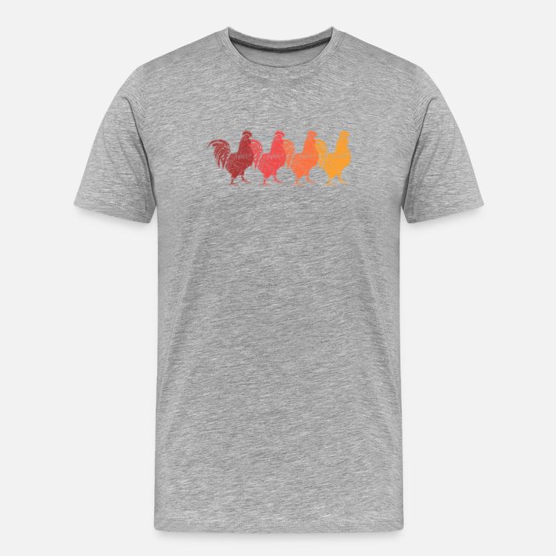 Hahn - Männer Premium Bio T-Shirt - Grau meliert