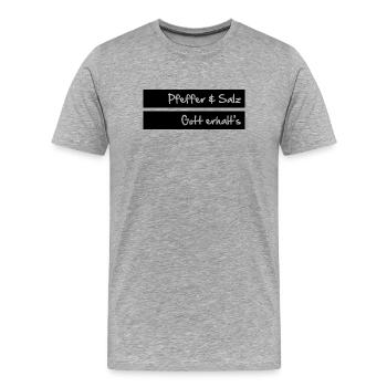 Pfeffer und Salz - Gott erhalt's - Männer Premium Bio T-Shirt - Grau meliert - Vorne - Damien (186cm)