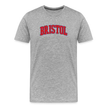 Bristol Varsity Lettering - Men's Premium Organic T-Shirt - heather grey - Front - Damien (186cm)