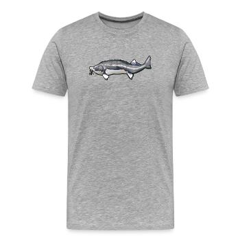 Motif de queue de kelfish arraché - T-shirt bio Premium Homme - gris chiné - Devant - Damien (186cm)