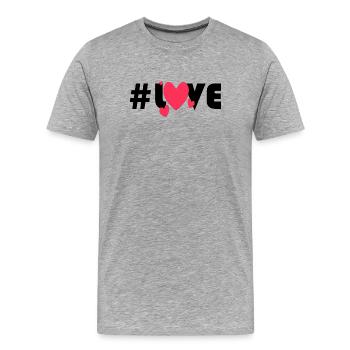 Rote Herzen auf schwarzem Hintergrund - Männer Premium Bio T-Shirt - Grau meliert - Vorne - Damien (186cm)