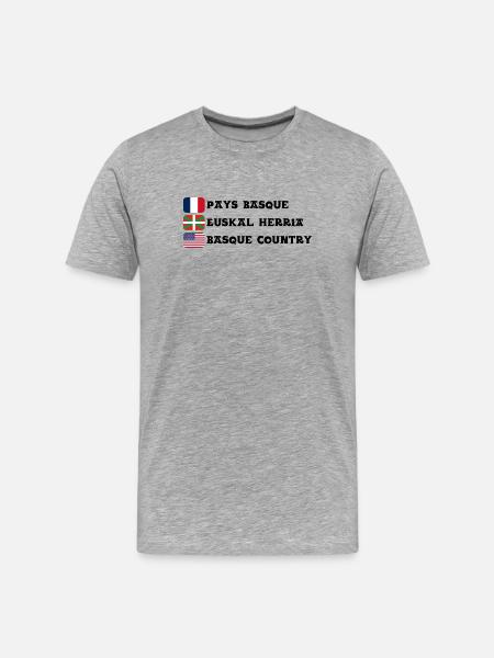 Pays Basque : drapeaux Français, Basque, Américain - T-shirt bio Premium Homme - gris chiné