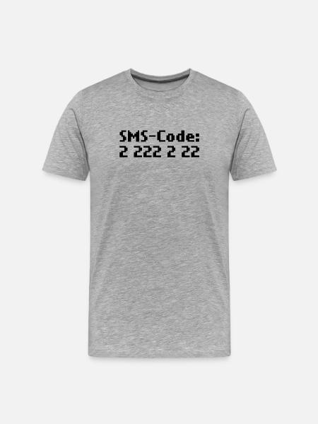 sms-code 2 222 2 22 - Männer Premium Bio T-Shirt - Grau meliert