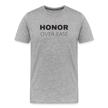 Ehre vor Leichtigkeit – Minimalistisches Motivationszitat - Männer Premium Bio T-Shirt - Grau meliert - Vorne - Damien (186cm)