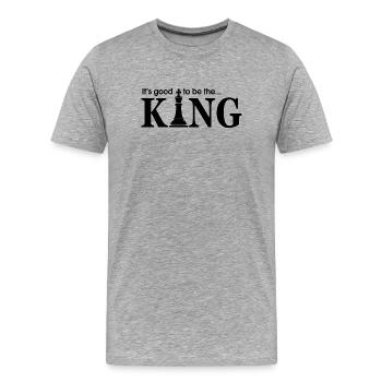 Jeu Echec Damier Roi Citation Humour - T-shirt bio Premium Homme - gris chiné - Devant - Damien (186cm)