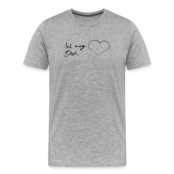 Je t’aime avec cœur - T-shirt bio Premium Homme - gris chiné - Devant - Damien (186cm)