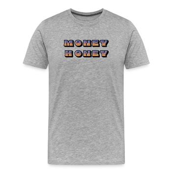 Geld Honig Farbverlauf Retro - Männer Premium Bio T-Shirt - Grau meliert - Vorne - Damien (186cm)