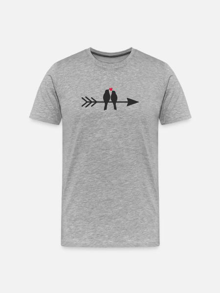 Birds on arrow with heart - Men's Premium Organic T-Shirt - heather grey