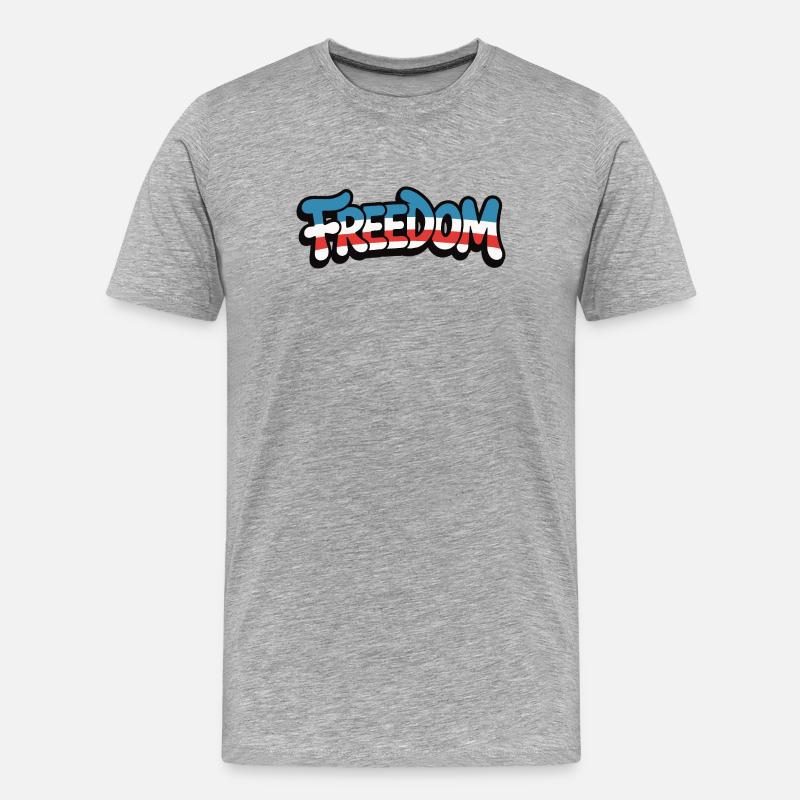 Freedom Typografie Statement Design - Männer Premium Bio T-Shirt - Grau meliert