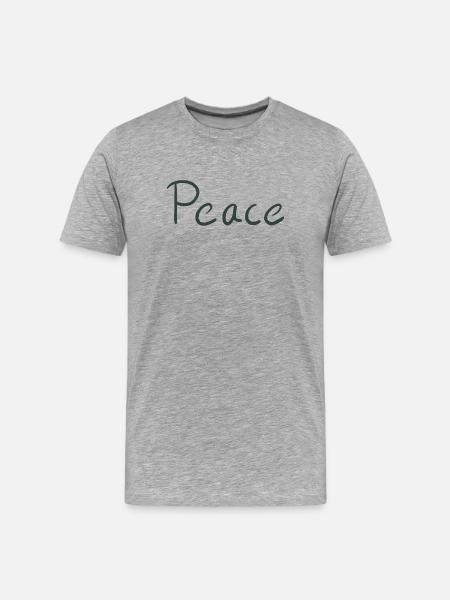 Peace Hand Lettering Green - Men's Premium Organic T-Shirt - heather grey