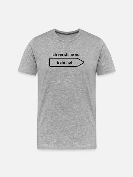 5145524_160075794_Ich_verstehe_nur_ - Männer Premium Bio T-Shirt - Grau meliert