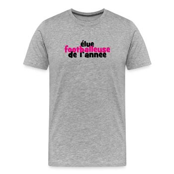 Footballeuse de l'Année : La Reine des Terrains - T-shirt bio Premium Homme - gris chiné - Devant - Damien (186cm)