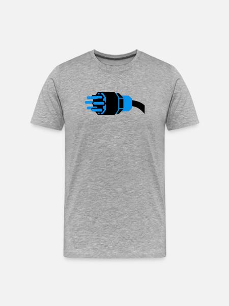 Starkstrom Stecker Elektriker - Männer Premium Bio T-Shirt - Grau meliert
