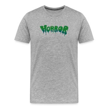 Horreur Gouttes Bleu-Vert - T-shirt bio Premium Homme - gris chiné - Devant - Damien (186cm)