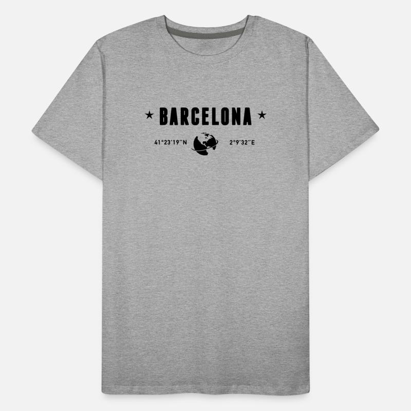 Barcelona Spain Coordinates Planet Earth Men's Premium Organic T-Shirt