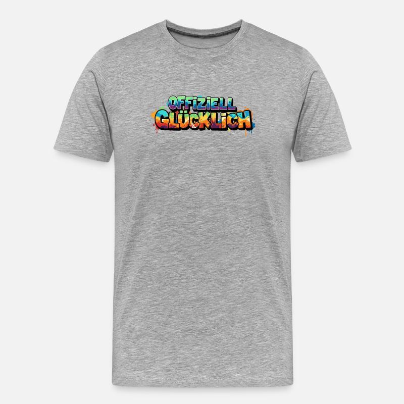 Offiziell Glücklich Version 2 - Männer Premium Bio T-Shirt - Grau meliert