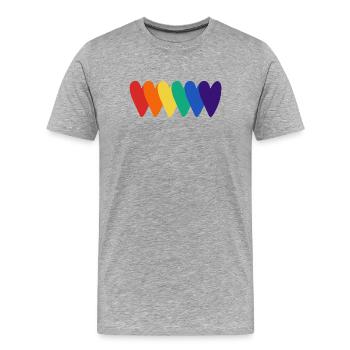Rainbow Hearts Pattern - Men's Premium Organic T-Shirt - heather grey - Front - Damien (186cm)