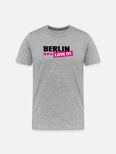 Berlin Love It Pink Stamp - Men's Premium Organic T-Shirt - heather grey