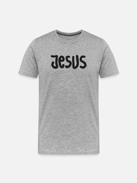 Jésus Écriture à la main TShirt - T-shirt bio Premium Homme - gris chiné