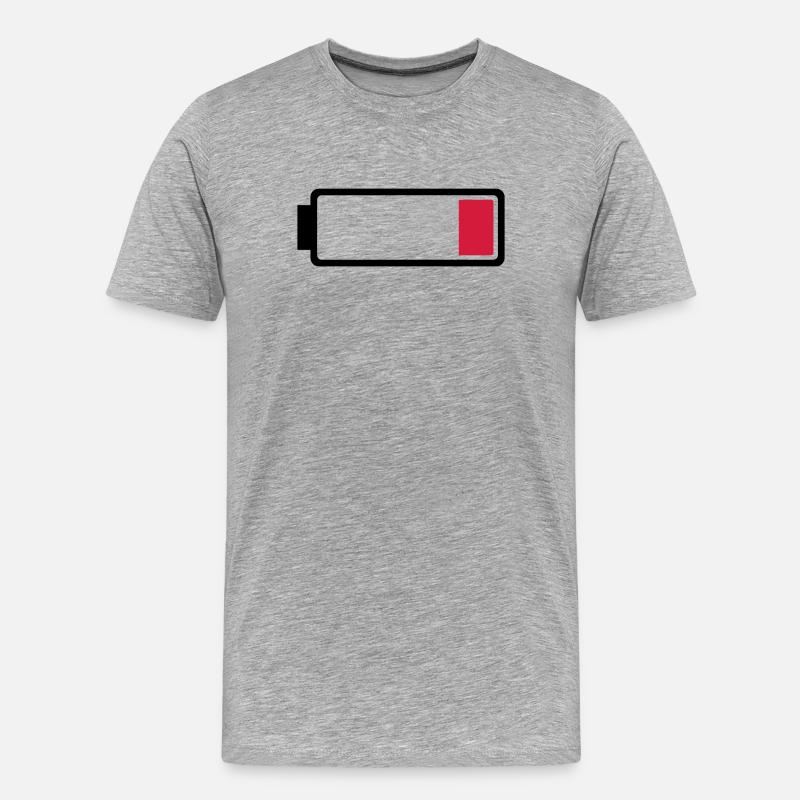 Batterie/Akku fast leer - Männer Premium Bio T-Shirt - Grau meliert