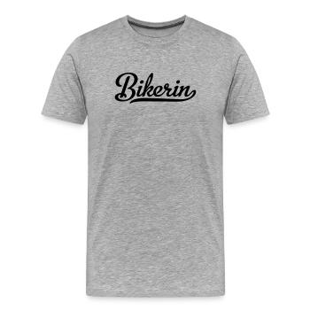 2541614 112658685 Bikerin - Männer Premium Bio T-Shirt - Grau meliert - Vorne - Damien (186cm)