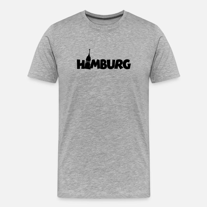 Hamburg Hamburger Michel - Männer Premium Bio T-Shirt - Grau meliert
